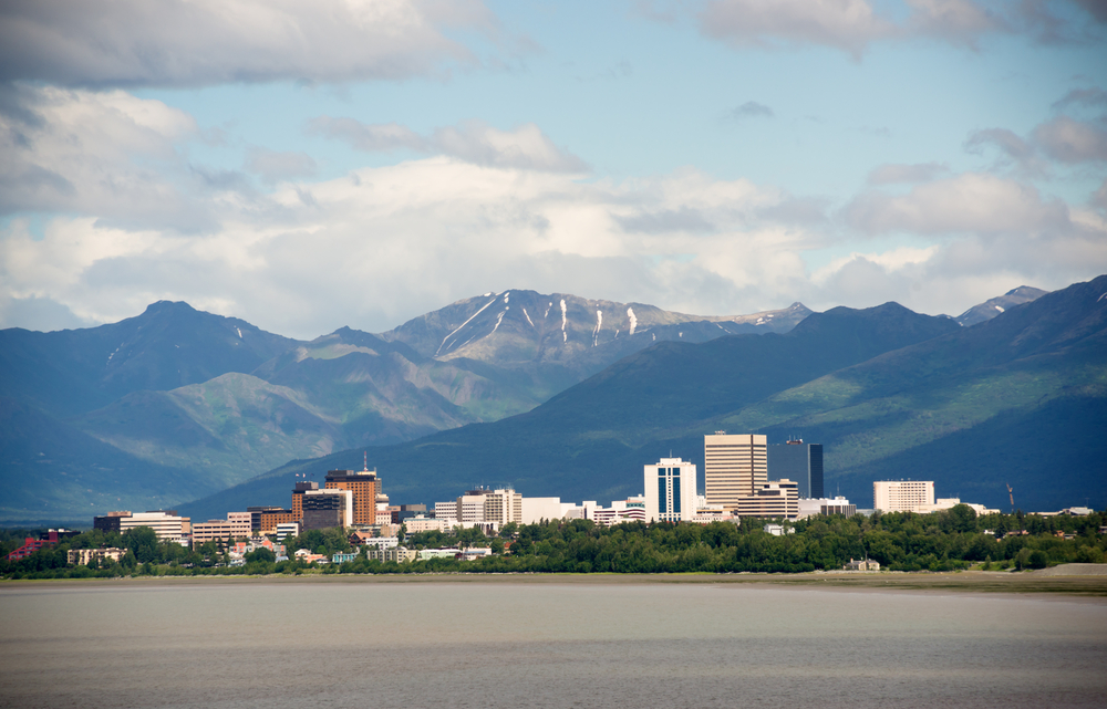 Office Buildings City Skyline Downtown Anchorage Alaska United States