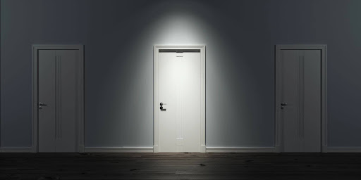 Highlighted door for choosing the right virtual addiction treatment path